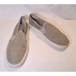 Vince Blair Slip On Sneakers Woven Mesh Oyster Metallic Size 7.5M